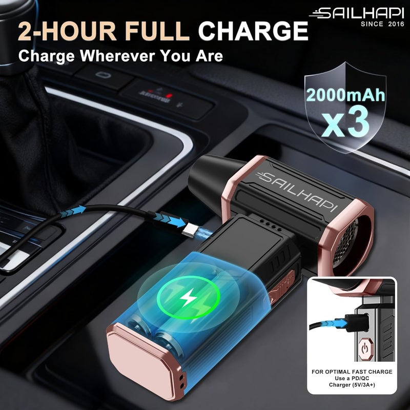 SAILHAPI Electric Air Duster, 300000RPM High-Speed Cordless Blower Fan with Variable Speed & Brushless Motor, Portable Mini Blower for Keyboard, Car, PC Cleaning, Replaces Canned Air, Gifts for Men - Image 4